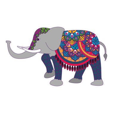 Gri fil simgesi karikatürü izole edildi