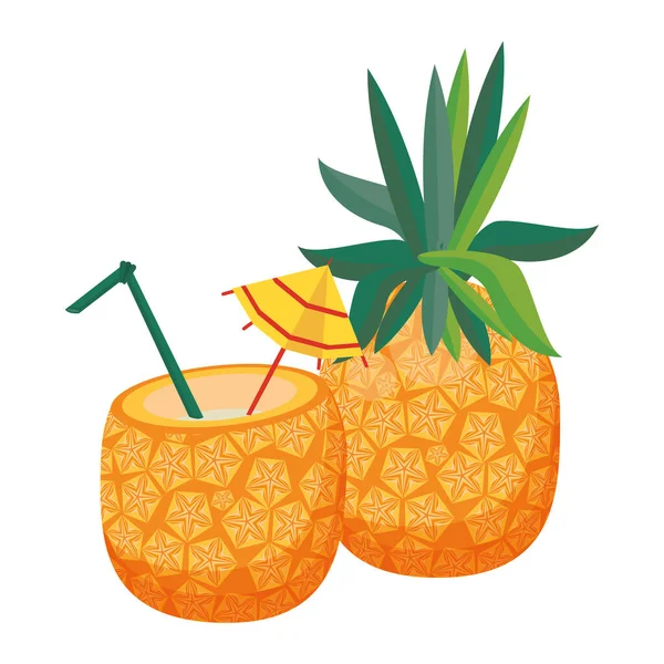 Ananas ve ananas kokteyli ikonu — Stok Vektör