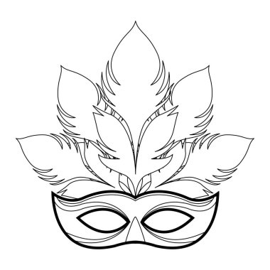 Maskeli balo maskesi simgesinin düz tasarımı