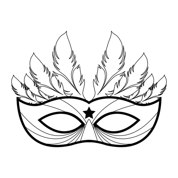 Значок маски маскарада, черно-белый дизайн — стоковый вектор