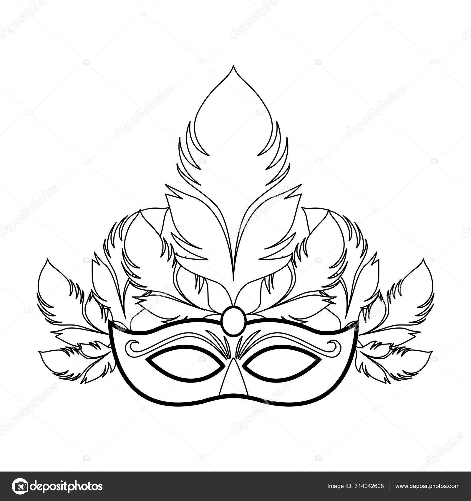 Mardi gras mask with feathers icon over white background Stock Vector by  ©jemastock 314042608, image size:1600x1700