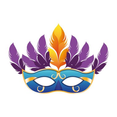 Mor tüylü karnaval maskesi, düz tasarım