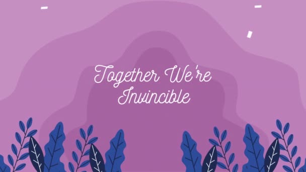 Together we are invincible message lettering campaign — стоковое видео