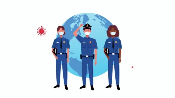 Oficiales de policía juntos somos invencibles campaña de mensajes — Vídeo de stock
