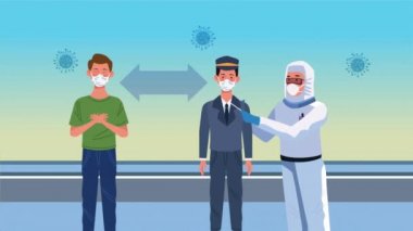 Test covid19 kontrolü ve hastaları olan biyo-sosyal görevli.