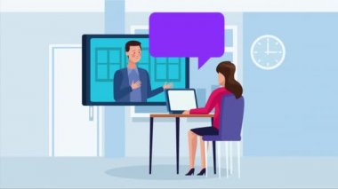 Bilgisayar ve tablette çalışan çift covid19 için çevrimiçi bağlandı