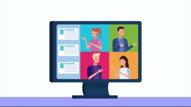 covid19 için çevrimiçi bağlı masaüstünde çalışan insanlar