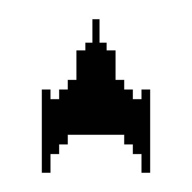 Uzay gemisi 8 bit pixelated siluet