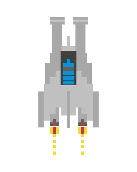 Űrhajó repülő 8 bit pixeles ikon — Stock Vector