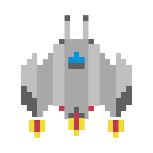 Nave espacial volando icono pixelado de 8 bits — Archivo Imágenes Vectoriales