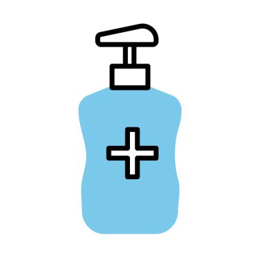 Antibakteriyel sabun şişesi çizgisi yarı renkli simge