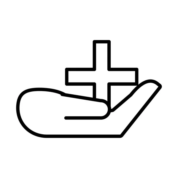 Handheben medizinische Cross Line Stil-Ikone — Stockvektor