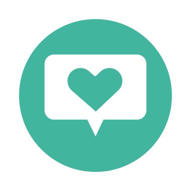 kalp bloğu biçim simgesine sahip konuşma balonu