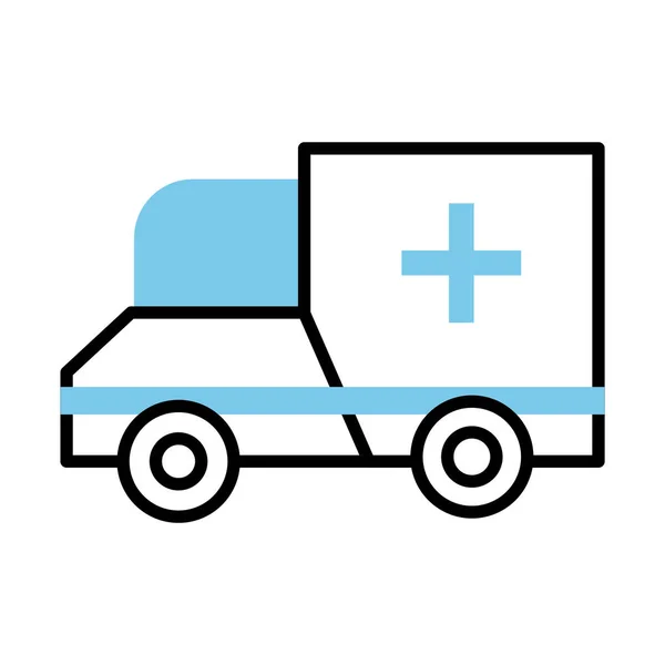 Ambulans nödbil linje halv färg stil ikon — Stock vektor