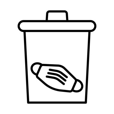 Çöp kutusu biçimi simgesinde tıbbi maske aksesuarı