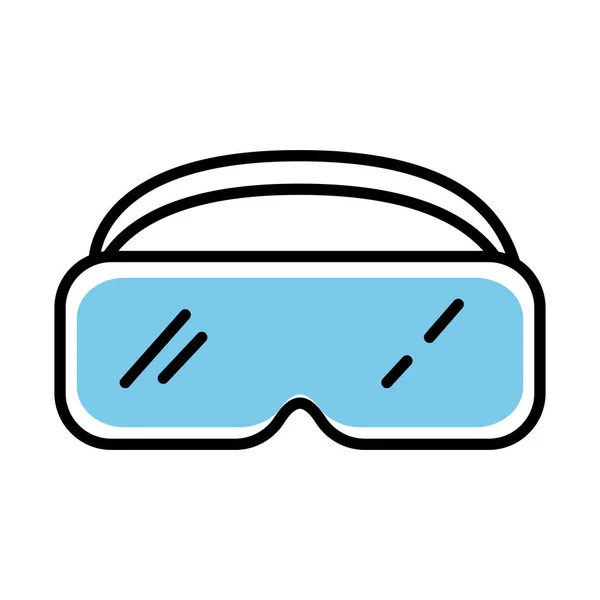 Goggles protection accessory line half color style icon — Stock Vector