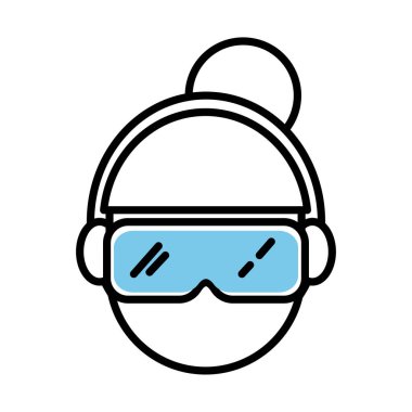 Gözlük takan kişi koruma aksesuar satırı yarı renk simgesi