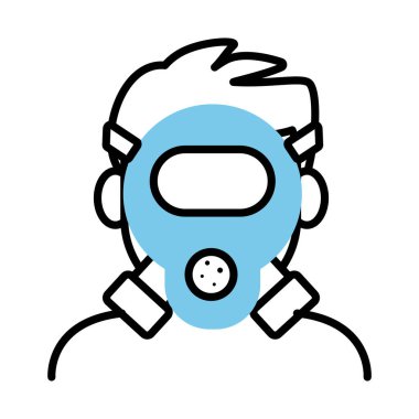 Biyo-güvenlik maskesi çizgisi yarı renk simgesi giyen kişi