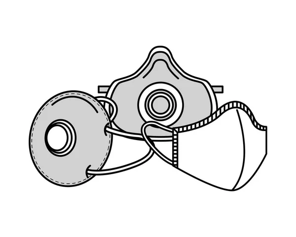 Сірі медичні маски захисні аксесуари лінії стилю значок — стоковий вектор