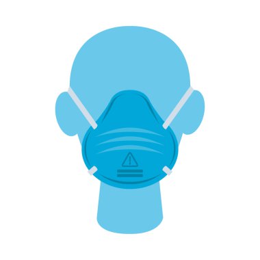 Tıbbi maske takan manken kafası.