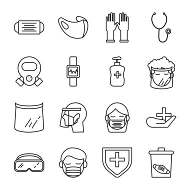 covid19 ve ekipman koruma simgesi demeti