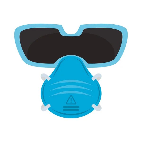 Máscara médica e óculos acessórios de proteção — Vetor de Stock