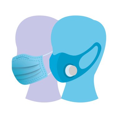 Tıbbi maskeli mankenler koruma aksesuarları.