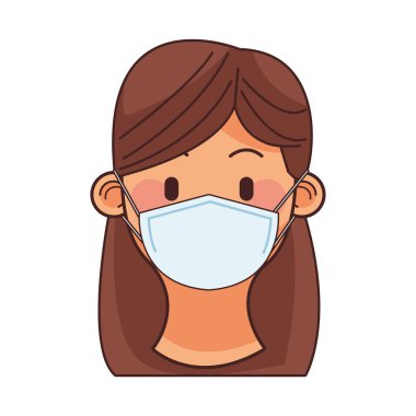 Tıbbi maske takan genç bir kadın.