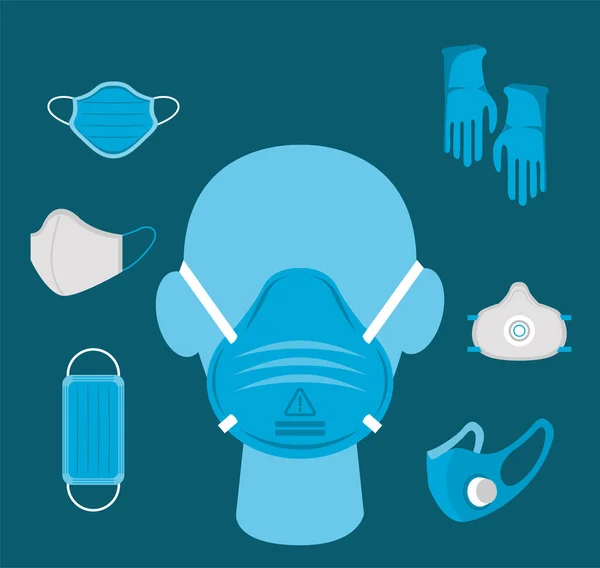 Testa manichino con accessorio di protezione maschera medica — Vettoriale Stock