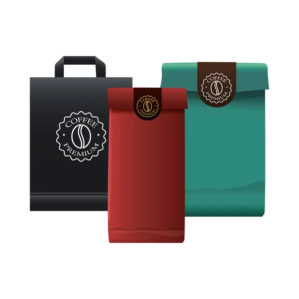 Elegantes colores café papel bolsas embalajes productos — Archivo Imágenes Vectoriales