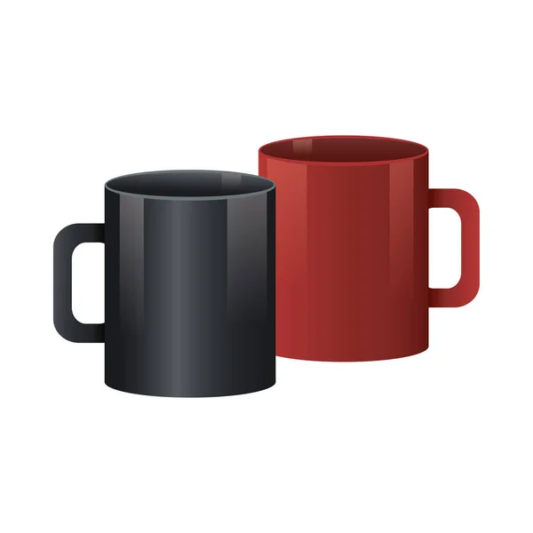 Кофе кружки ярко красный и черный цвета — стоковый вектор