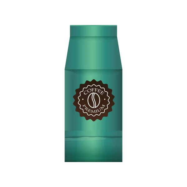 Zielony papier kawa torba elegancki produkt opakowaniowy — Wektor stockowy