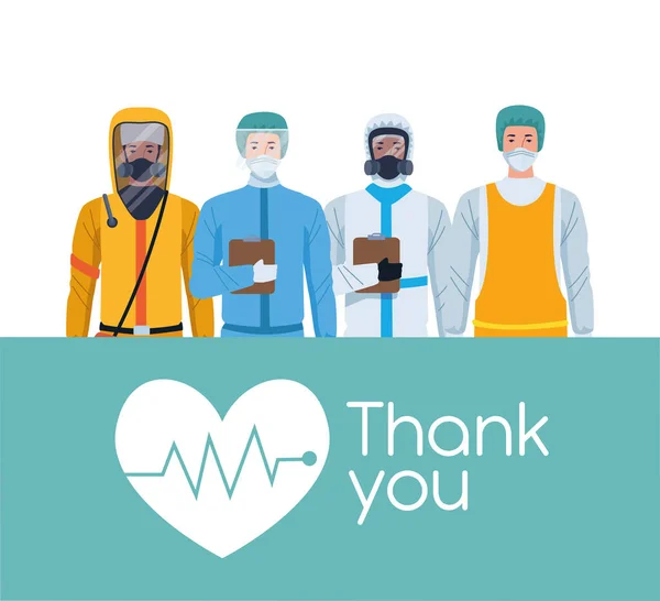 Medicinsk personal arbetare tack meddelande — Stock vektor