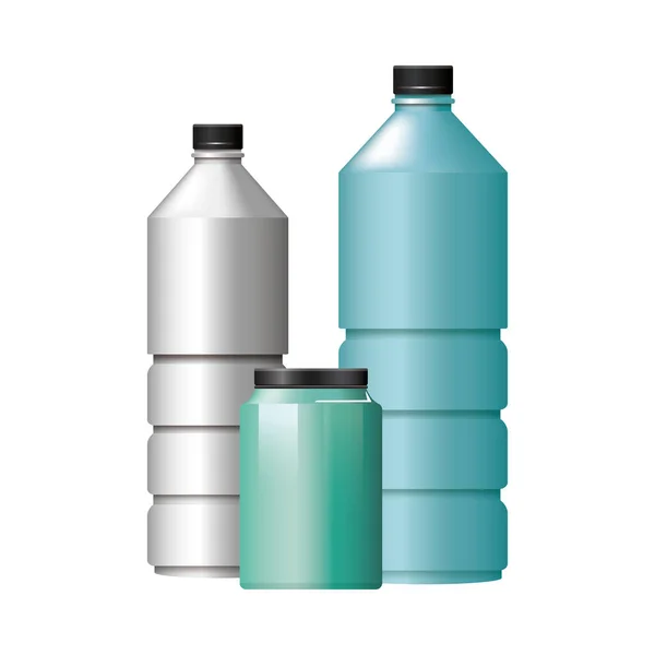 Flaschen Produkte mit metallischen Farben — Stockvektor