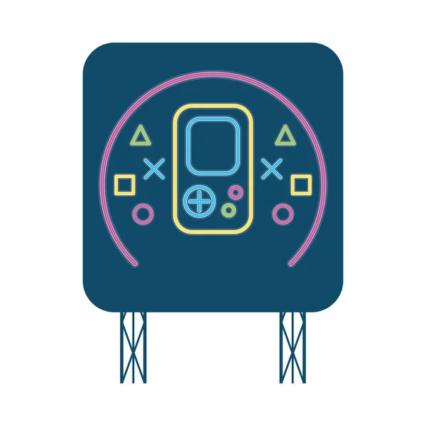 Retro video game handle neon style icon — стоковый вектор