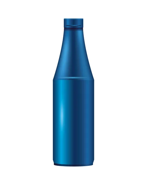 Produkt butelki w metalicznym kolorze niebieskim — Wektor stockowy