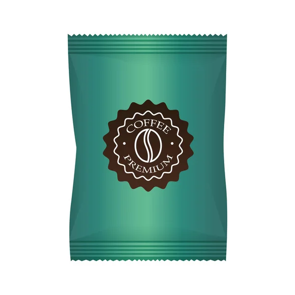 グリーンコーヒーペーパーバッグエレガントな梱包製品 — ストックベクタ