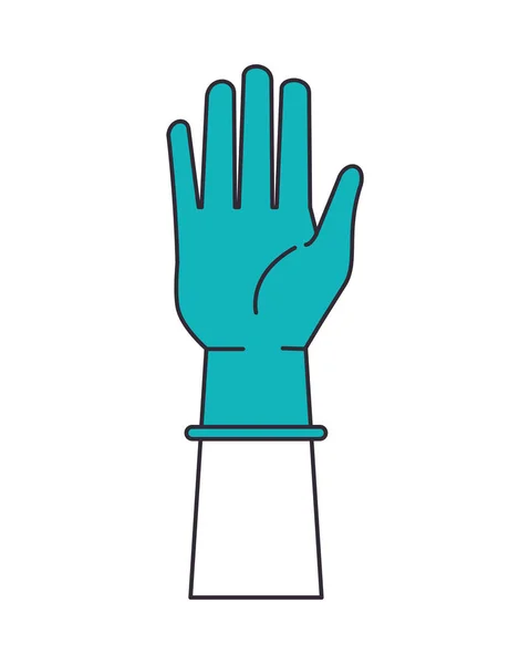 Χέρι με ελαστικό γάντι ιατρική προστασία αξεσουάρ — Διανυσματικό Αρχείο