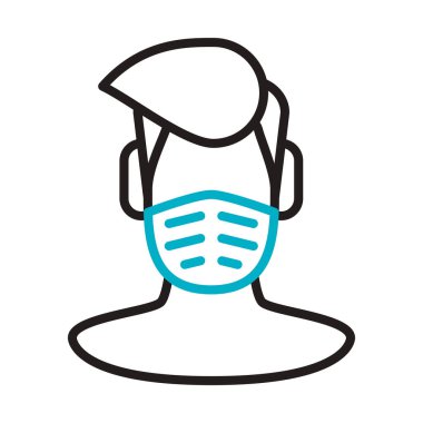 Yüz maskesi tarzı simge kullanan adam