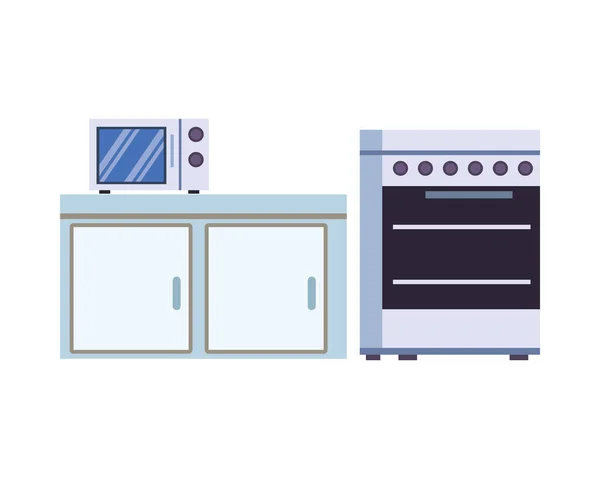 Forni a microonde nel cassetto cucina elettrodomestico icona isolata — Vettoriale Stock