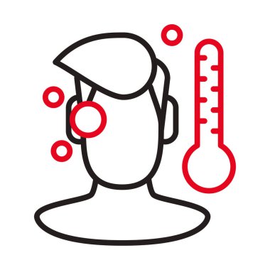 Ateşi olan kişi covid19 semptom çizgisi biçimi simgesi