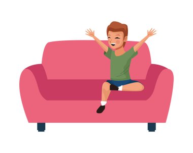 Kanepe Avatar karakterinde küçük mutlu bir oğul.