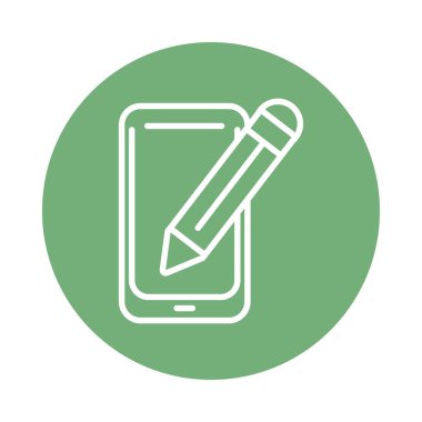 Akıllı telefon okulu ikmali olan kalem izole edilmiş simge