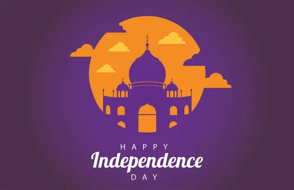 India glad självständighet dag firande kort med taj mahal — Stock vektor