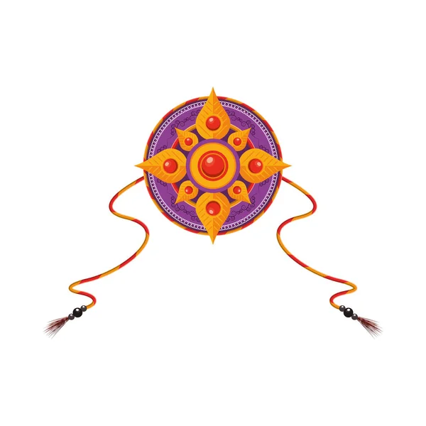 Этническая мандала с веревочными лентами индуистского стиля — стоковый вектор