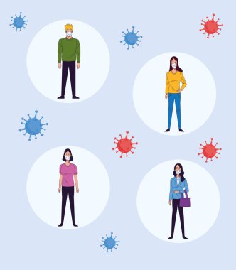 Sağlık maskesi takan gençler