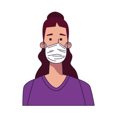 Tıbbi maske takan genç bir kadın.