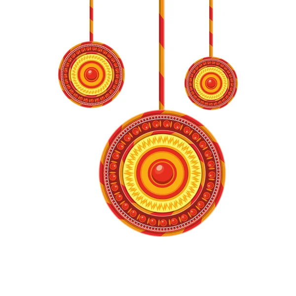 Ethnische Mandalas im indischen Stil hängen — Stockvektor