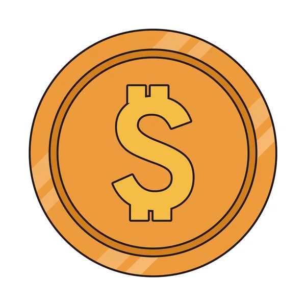 Mince peníze dolar izolované ikona — Stockový vektor
