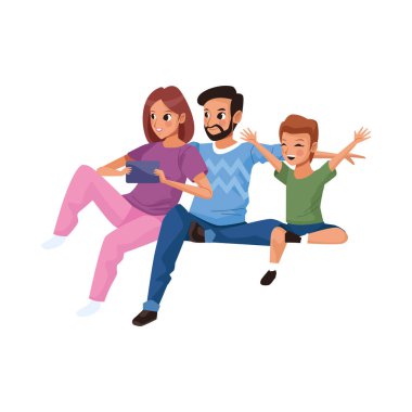Küçük oğulları olan genç ebeveynler.